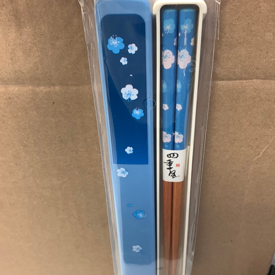 Ensemble cadeau de baguettes japonaises (bleu)