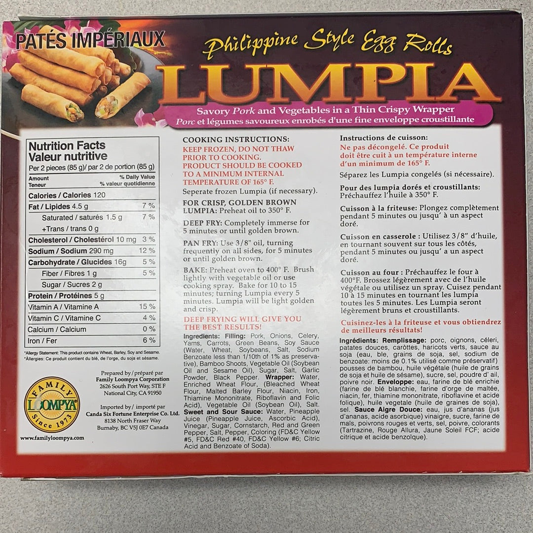 Rouleaux impériaux au porc et légumes LUMPIA