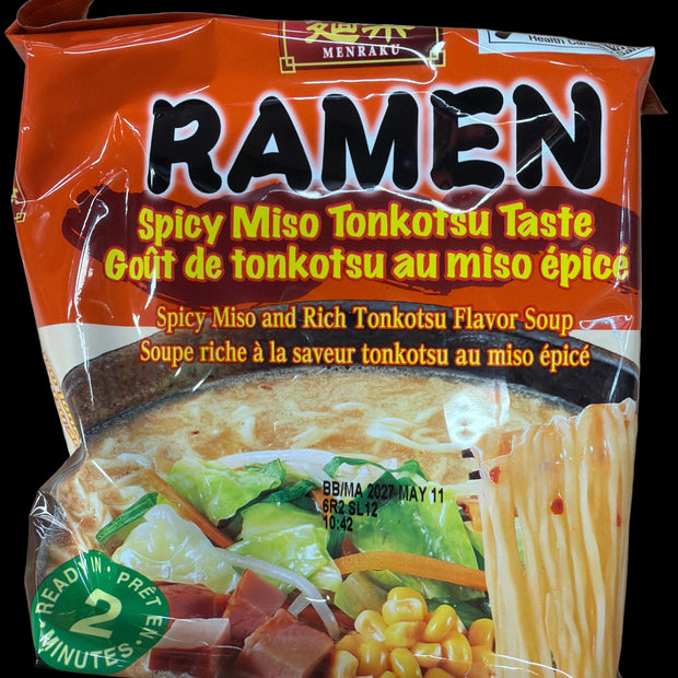 Ramen japonais au miso tonkotsu épicé MENRAKU🇯🇵辣味增豚骨拉面 102g x5