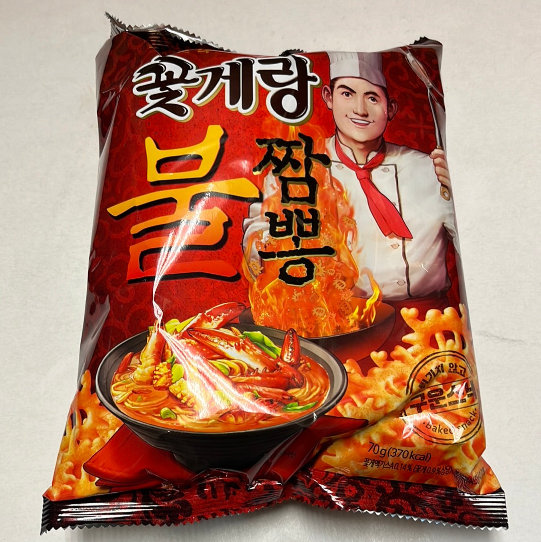 Chips coréens au crabe (saveur épicée Hot Jjangpong) BINGGRAE 70g