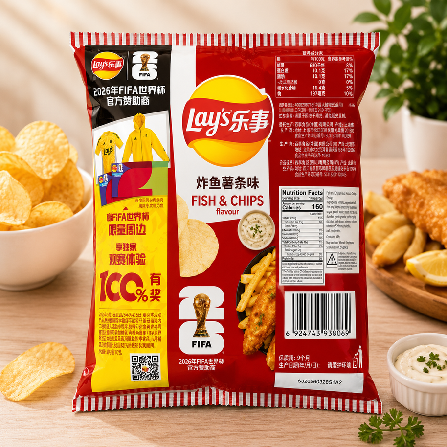Chips Lay’s (saveur Fish&Chips) 乐事 炸鱼薯条味薯片70g