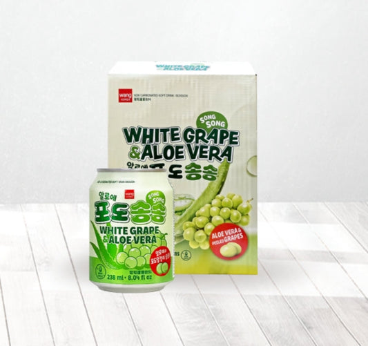 Boisson coréenne avec pulpe de raisin vert et aloe vera WANG韩国水晶葡萄芦荟饮料238mL