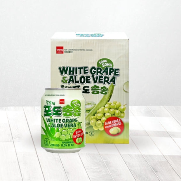 Boisson coréenne avec pulpe de raisin vert et aloe vera WANG韩国水晶葡萄芦荟饮料238mL