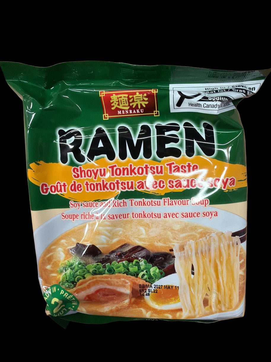 Ramen japonais au Shoyu Tonkotsu MENRAKU🇯🇵酱油豚骨拉面 104g x5