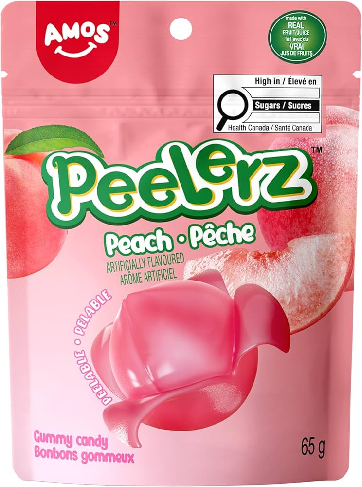 Bonbons mous pelable saveur pêche Peelerz AMOS 65g-