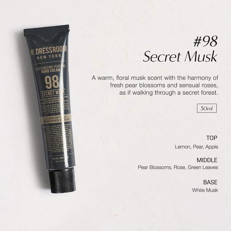 W DRESSROOM Crème hydratante pour les mains au parfum 98 Secret Musk