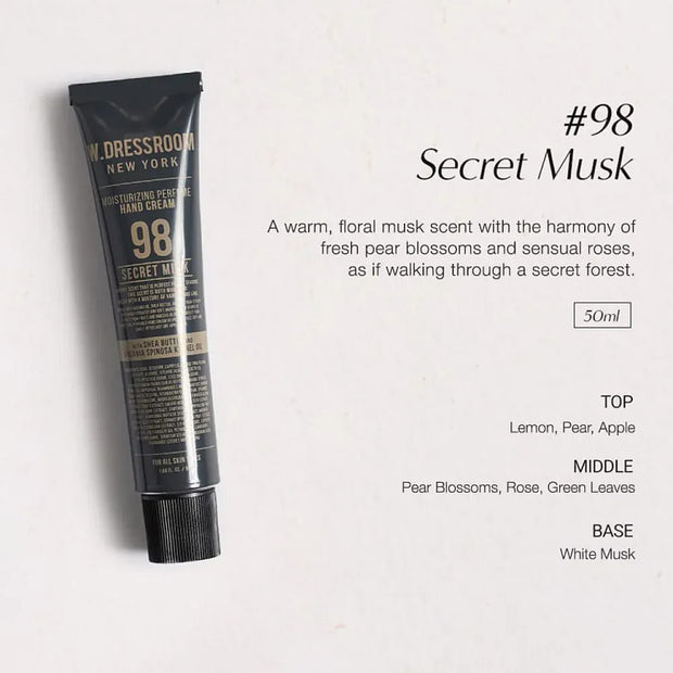 W DRESSROOM Crème hydratante pour les mains au parfum 98 Secret Musk