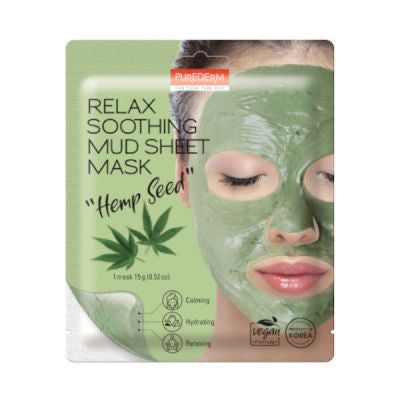 PUREDERM Relax Masque en feuille de boue apaisante graine de Chanvre