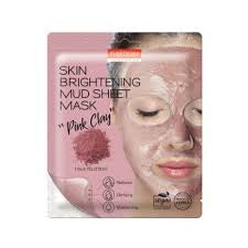 PUREDERM Masque en feuille de boue éclaircissante pour la peau Argile rose