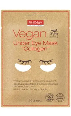 PUREDERM Masque végétalien sous les yeux Collagène 30 feuilles