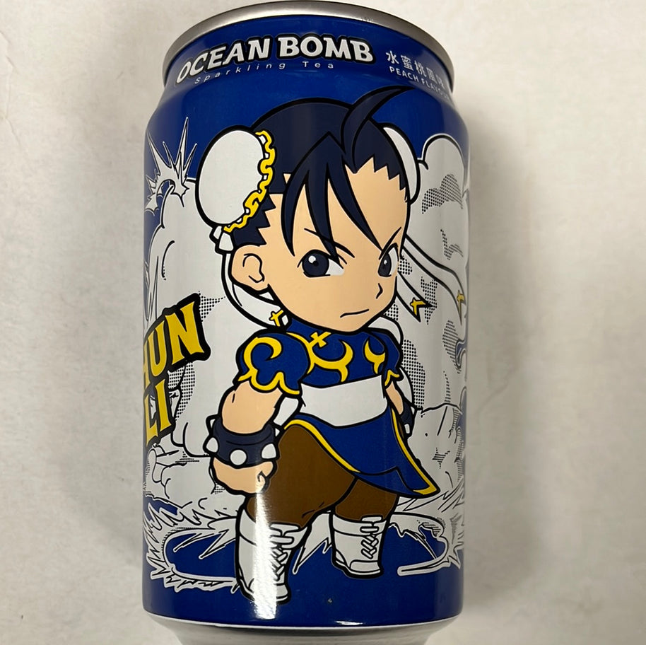 OCEANBOMB Street Fighter thé noir pétillant à la pêche 街霸 水蜜桃味红茶气泡水330mL