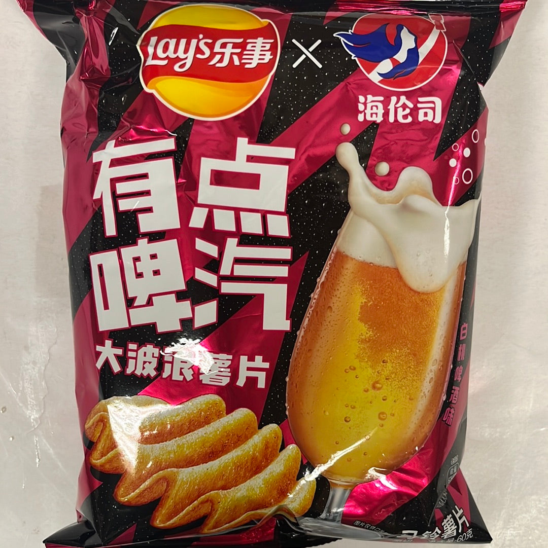 Chips Lay’s (saveur de bière à la pêche) 乐事 白桃啤酒味 大波浪薯片 60g