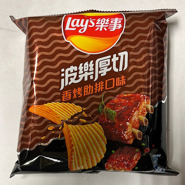 Chips Lay‘s (saveur côtelettes grillées) 乐事 香烤肋排口味 大波浪薯片 34g