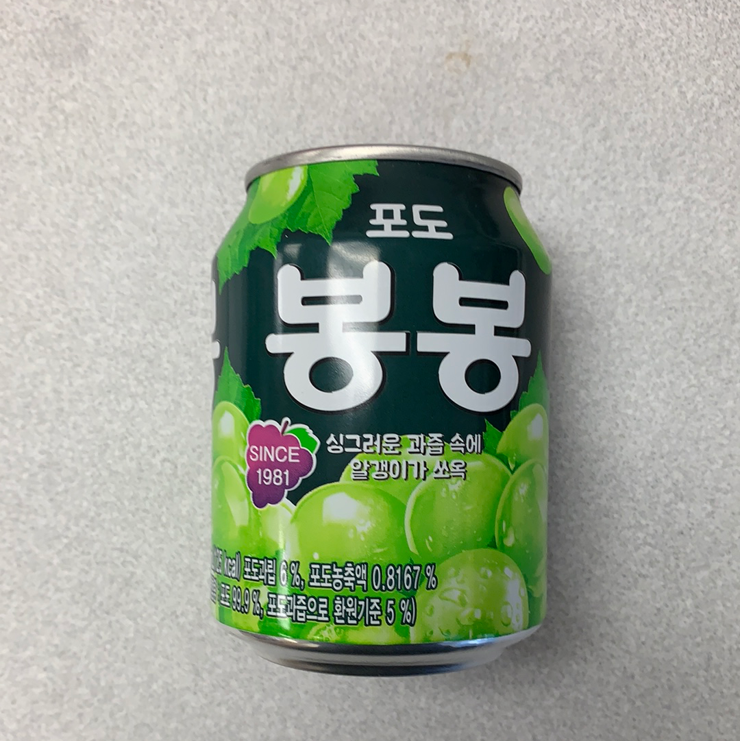 Boisson coréenne avec pulpe de raisin vert 韩国水晶葡萄饮料238mL