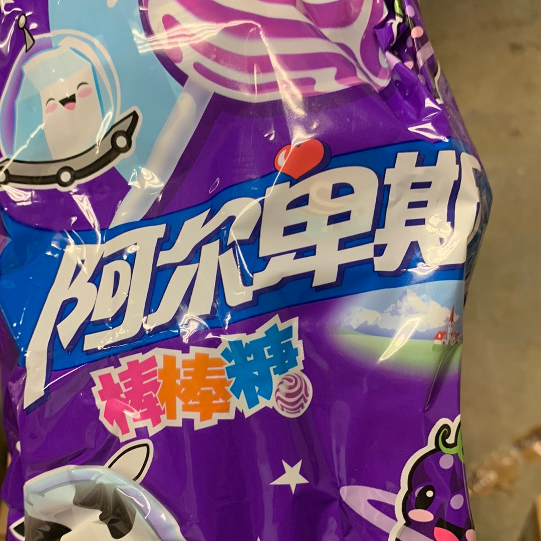 Sucette au lait (saveur raisin) 阿尔卑斯葡萄味棒棒糖 200g