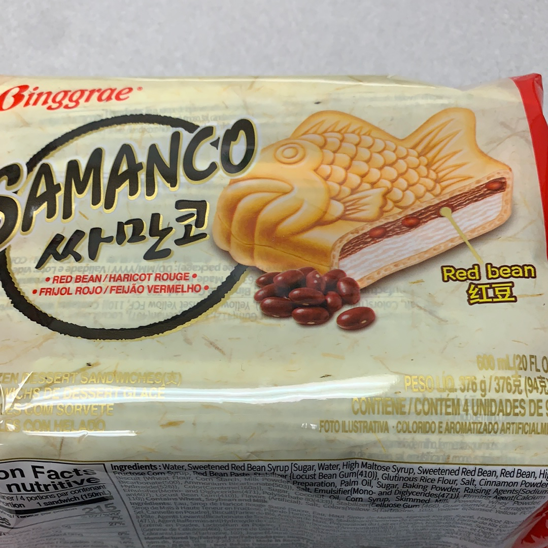 Sandwich glacé Samanco (haricot rouge)韩国 红豆 鱼形冰激凌