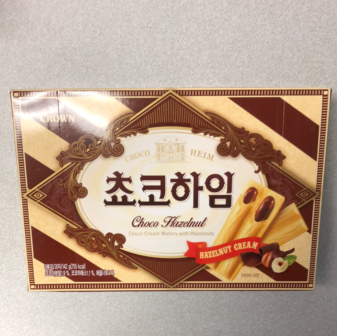 Couque d’asses (Halzenut Choco) CROWN 韩国 猫舌夹心饼干（榛子巧克力味）128g