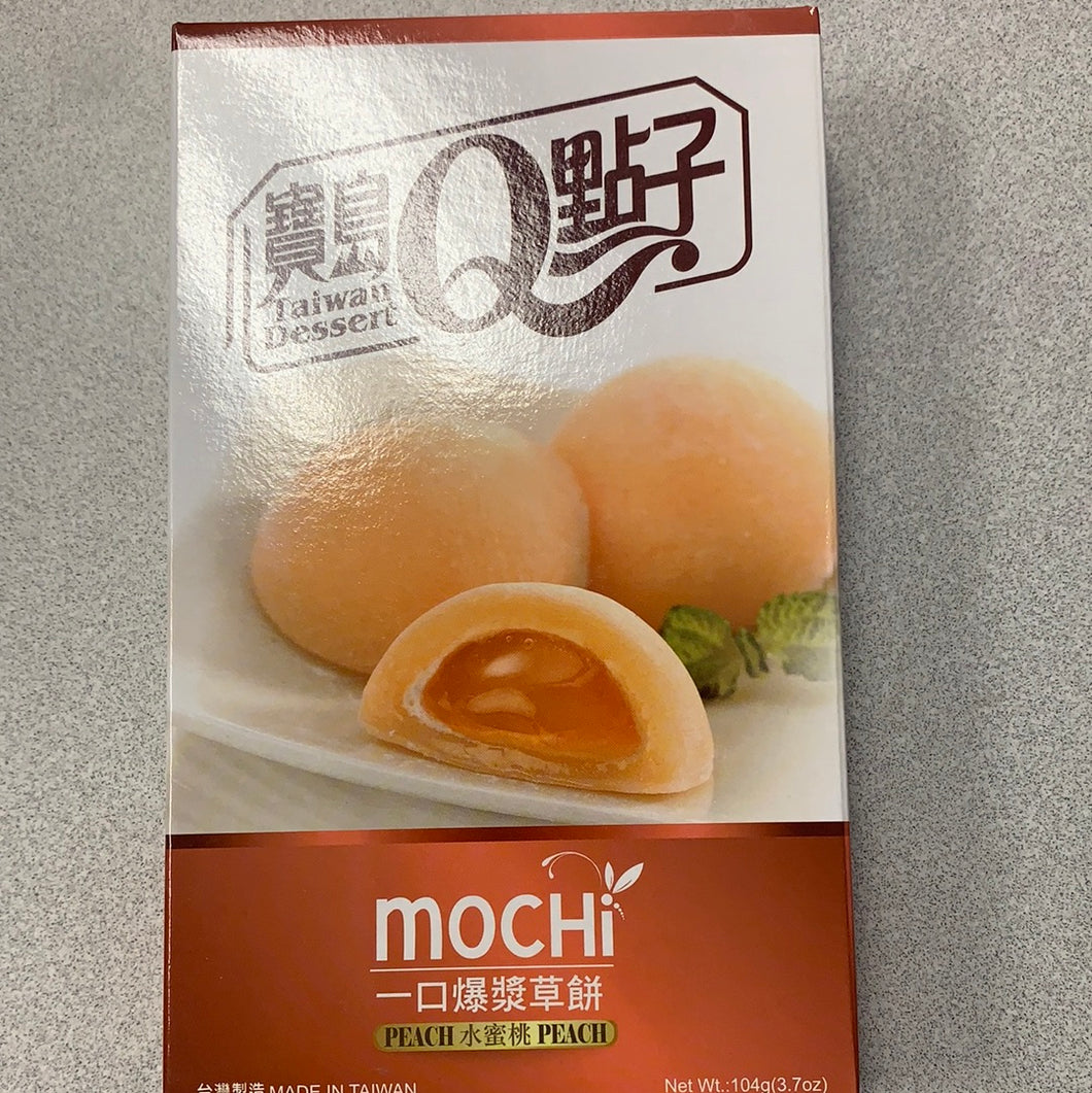 Mochi japonais (saveur de peche) 宝岛Q点子 水蜜桃味一口爆浆草饼 104g
