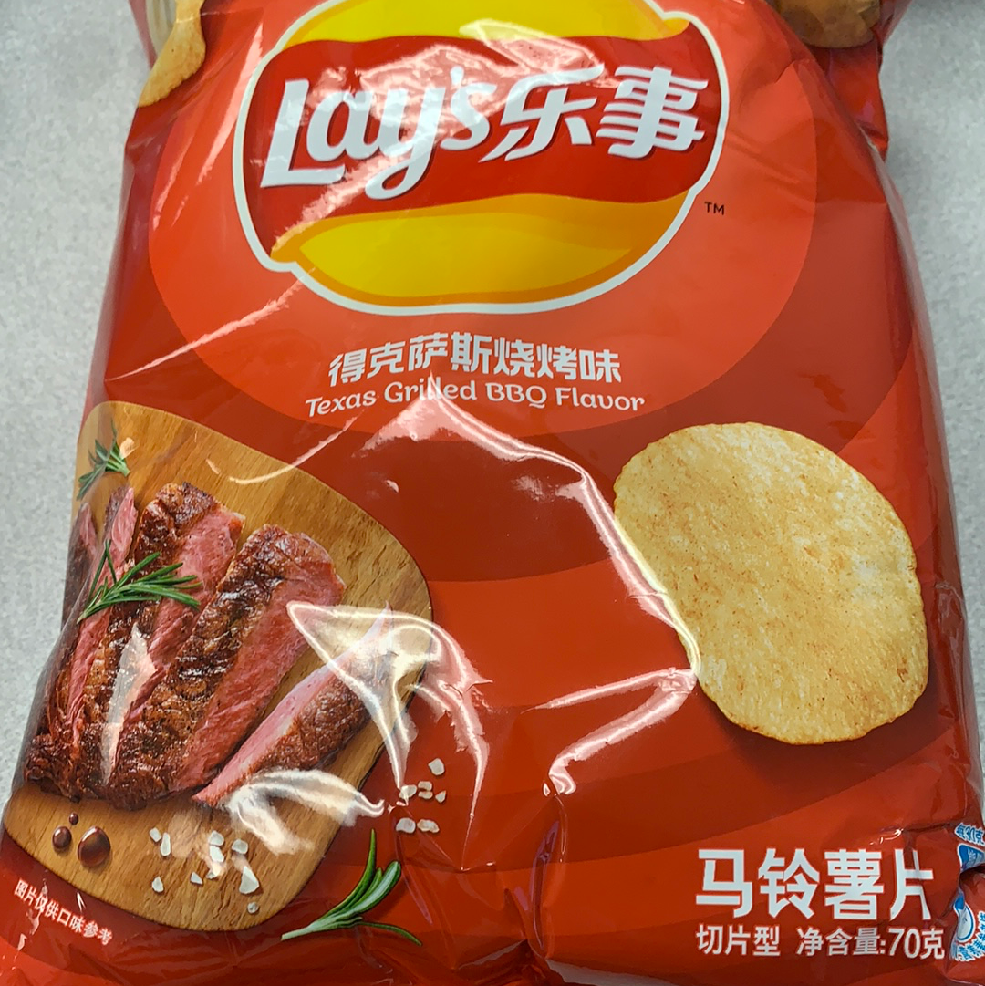 Chips Lay’s (saveur de bbq texas) 乐事 得克萨斯烧烤味薯片70g