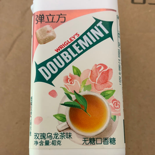 Chewing-gum sans sucre (saveur rose et thé oolong) DOUBLEMINT 弹立方 玫瑰乌龙茶味 无糖口香糖 40g