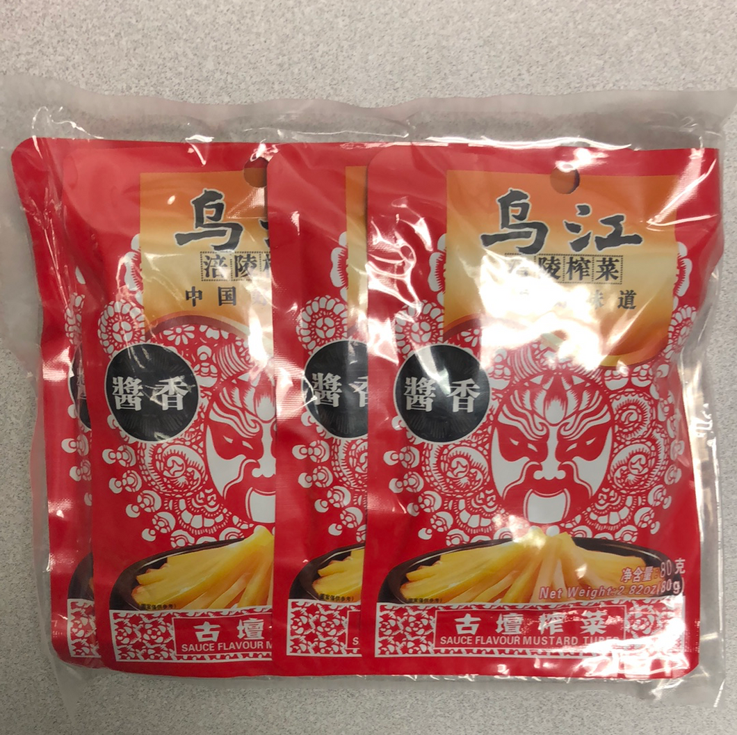 Moutardes assaisonnés avec sauce WJ 乌江 酱香榨菜80gx4