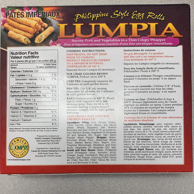 Rouleaux impériaux au porc et légumes LUMPIA