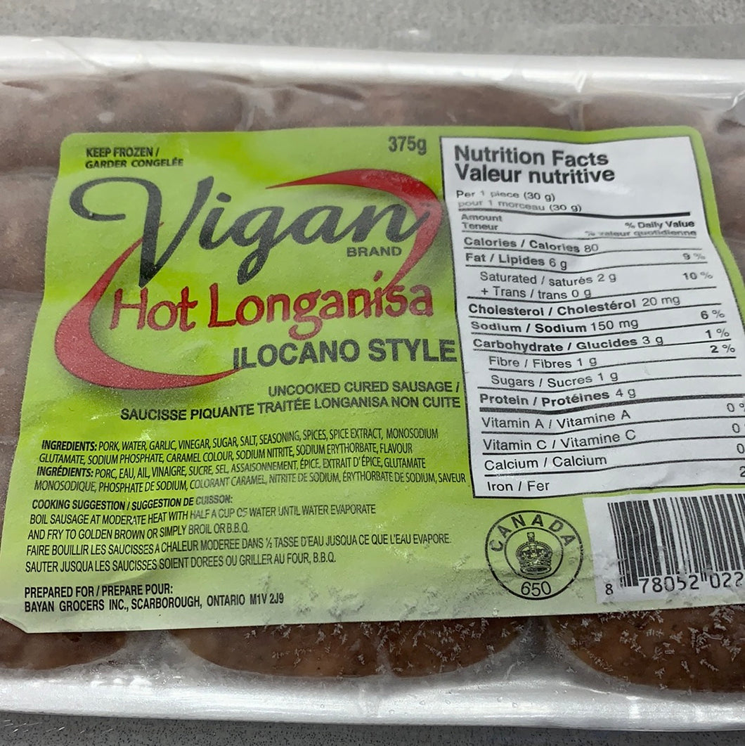 Vigan brand Hot longanisa Ilocano style 375g