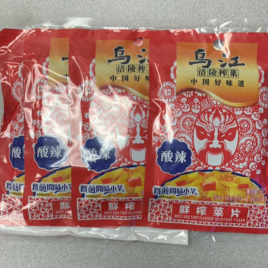 Moutardes épicé et aigre WJ 乌江 酸辣榨菜80gx4