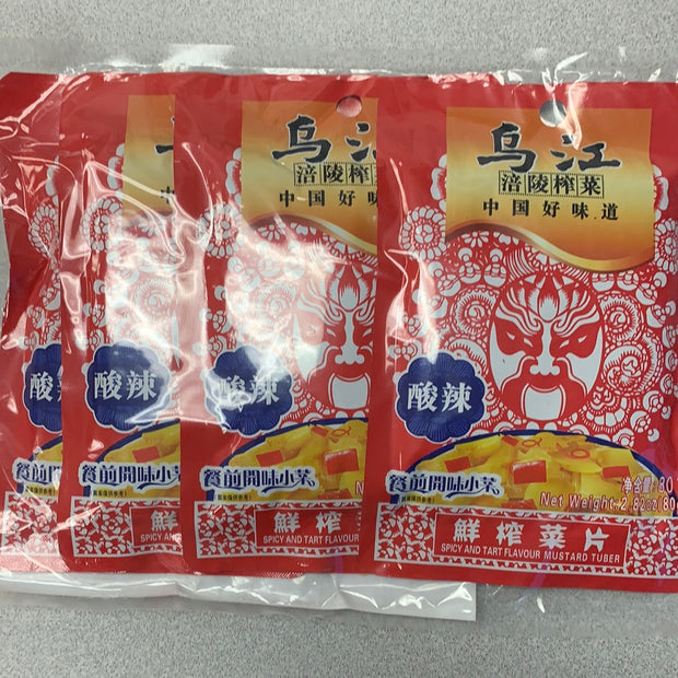 Moutardes épicé et aigre WJ 乌江 酸辣榨菜80gx4