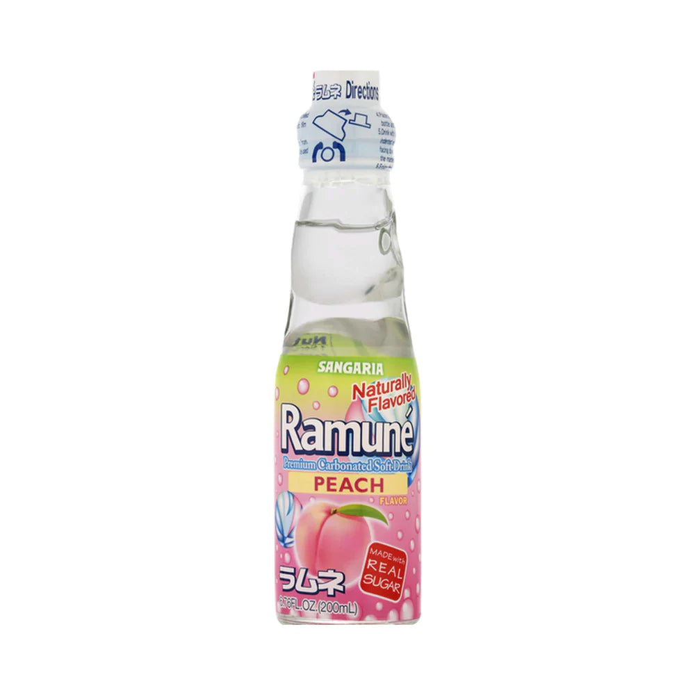 Ramuné japonais SANGARIA (saveur pêche)日本波子汽水（白桃味)
