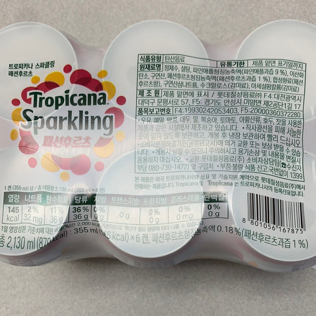 Tropicana Sparkling boisson gazeuse (saveur fruit de passion) 355mLx6