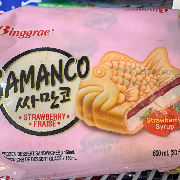 Sandwich glacé Samanco (fraise)韩国 草莓 鱼形冰激凌