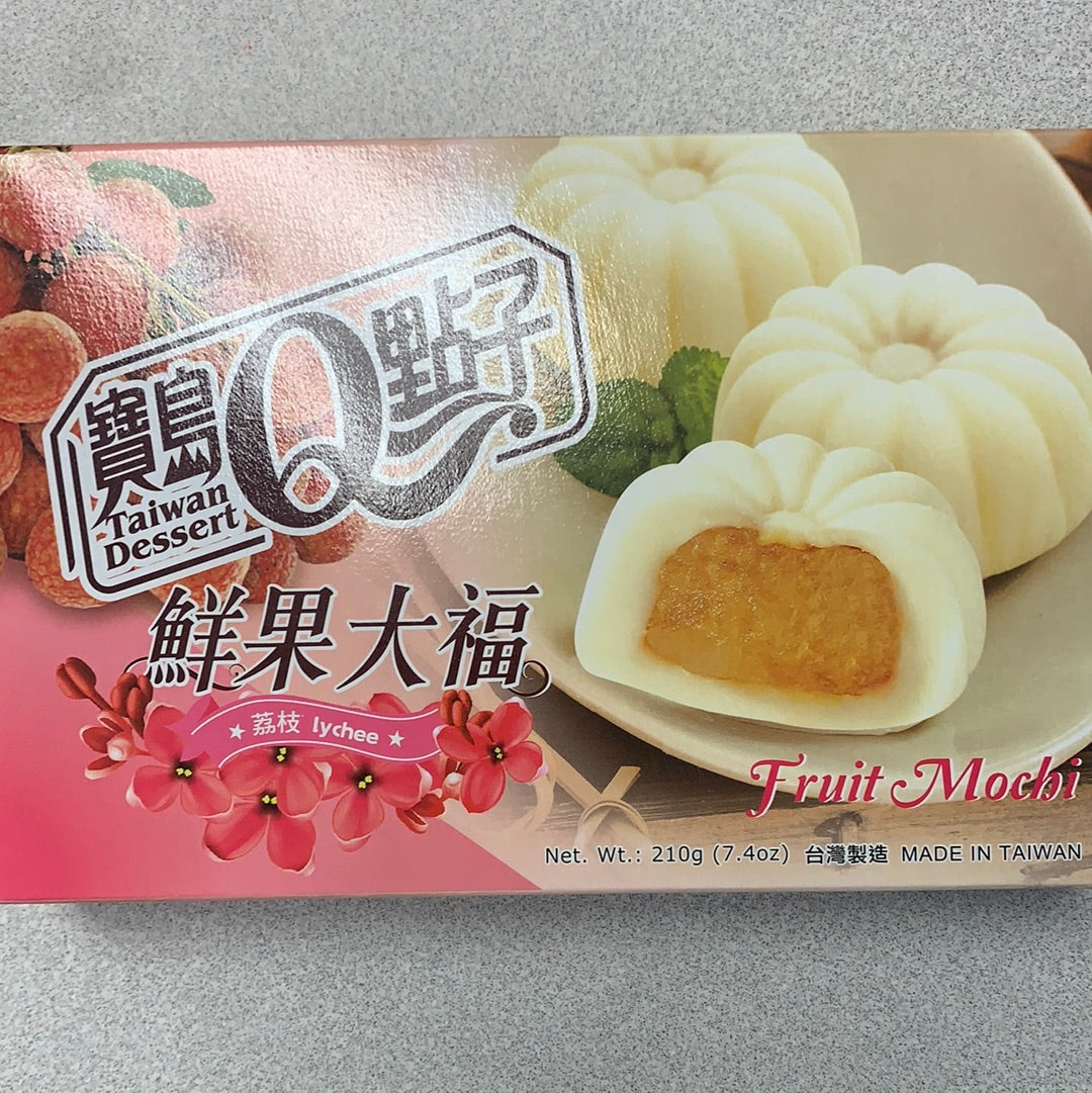 Mochi japonais (saveur de litchi) 宝岛Q点子 荔枝味鲜果大福 210g